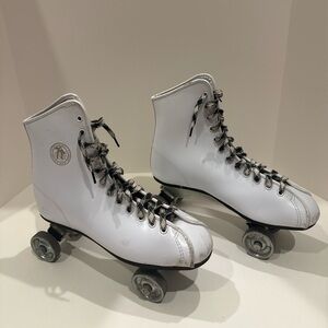 Vintage White Roller Skates Official Roller Derby 10.5” Sole Retro Quad
